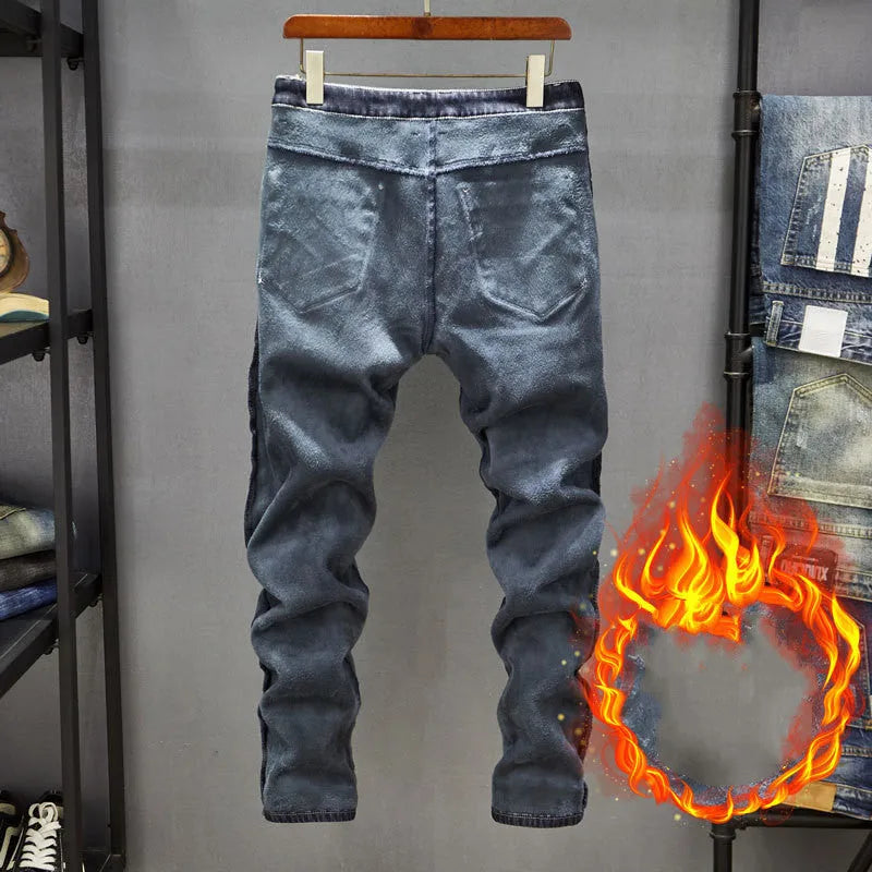 Men's slim-fit skinny jeans in dark blue denim with micro-elastic fabric