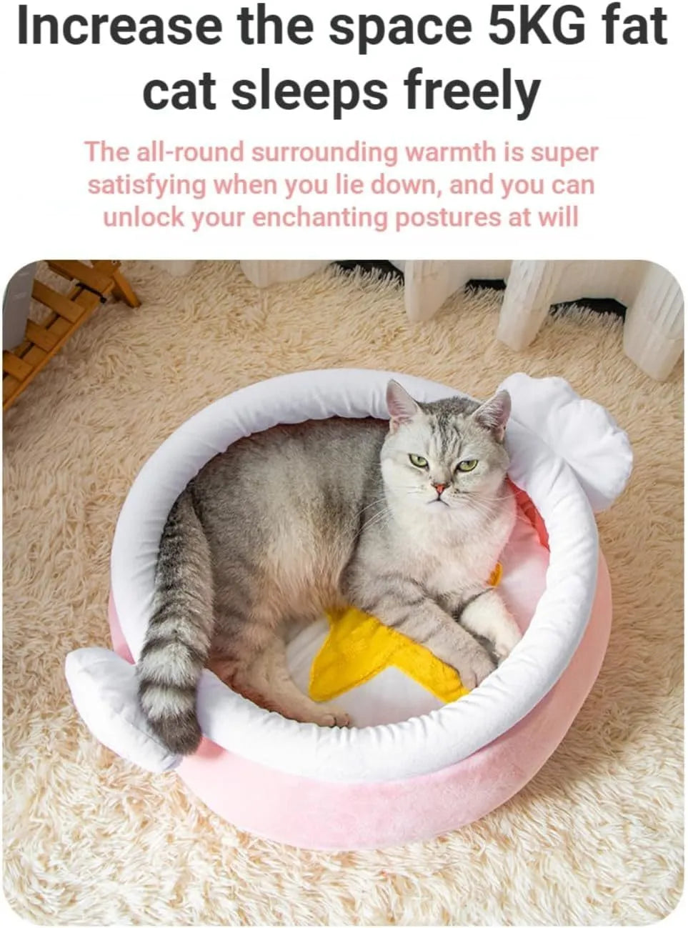 Honey pot shaped cat sofa bed in pink with removable padded interior