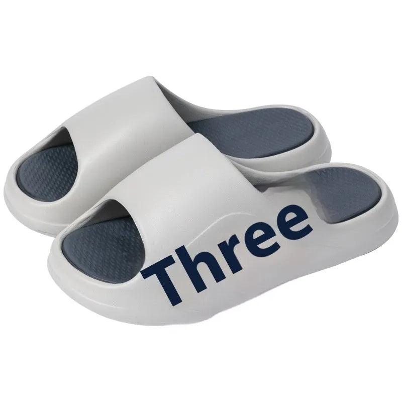 EVA platform slippers with injection moulded soles and letter detail in multiple colour options