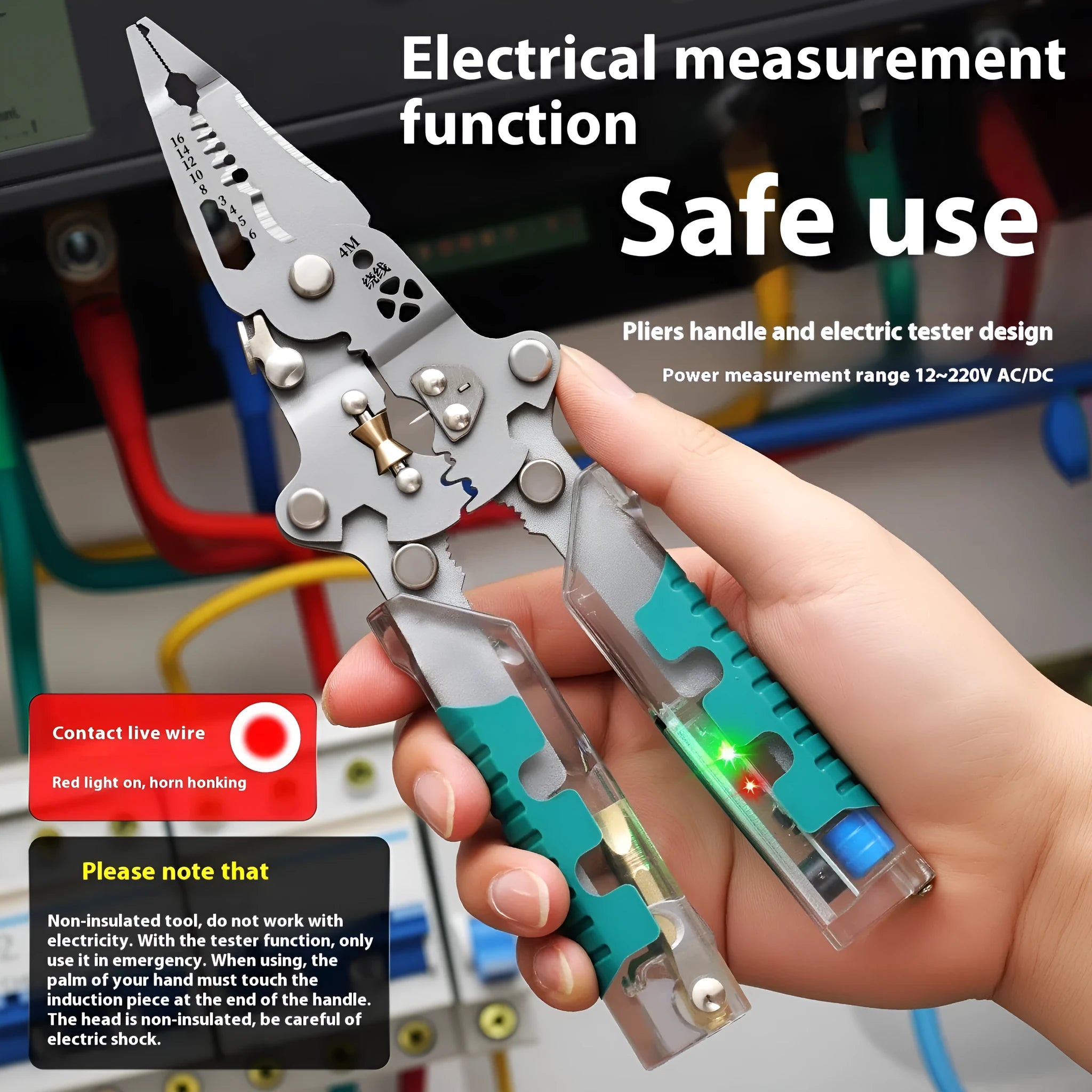8.8-inch electricians' pointed pliers wire stripper tool with rust prevention features
