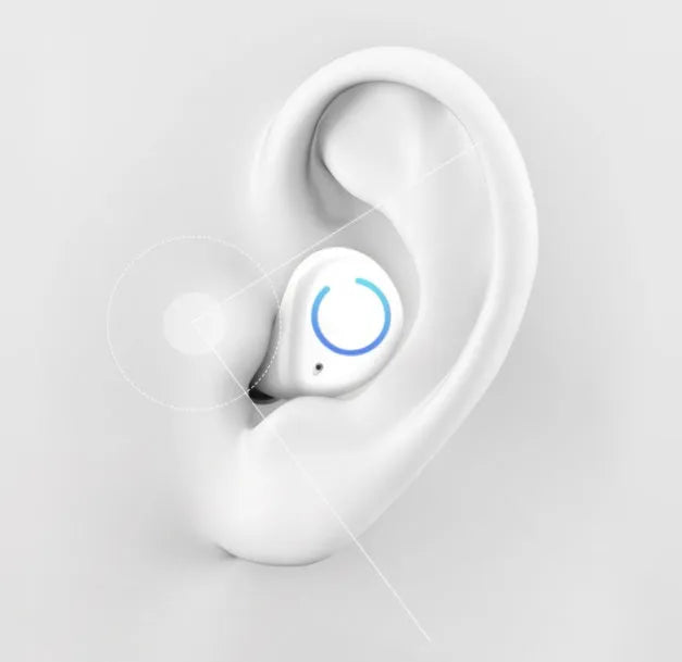 Black and white M18 true wireless in-ear headphones with compact rectangular charging case.