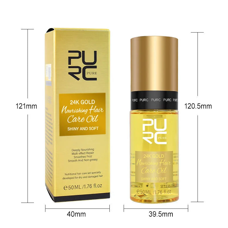 Yellow 50ml bottle of essential hair repair oil for scalp care and frizzy, damaged hair.