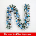 240cm long artificial rattan Christmas garland with flocked decoration in one of five colour options