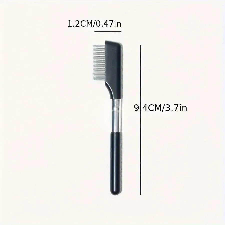 Black dual-head pet grooming brush with soft bristles and a comb, featuring an ambidextrous handle.