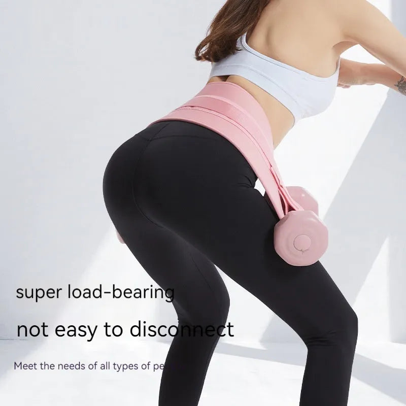 Black and pink adjustable hip bridge auxiliary strap for weight bearing fitness training