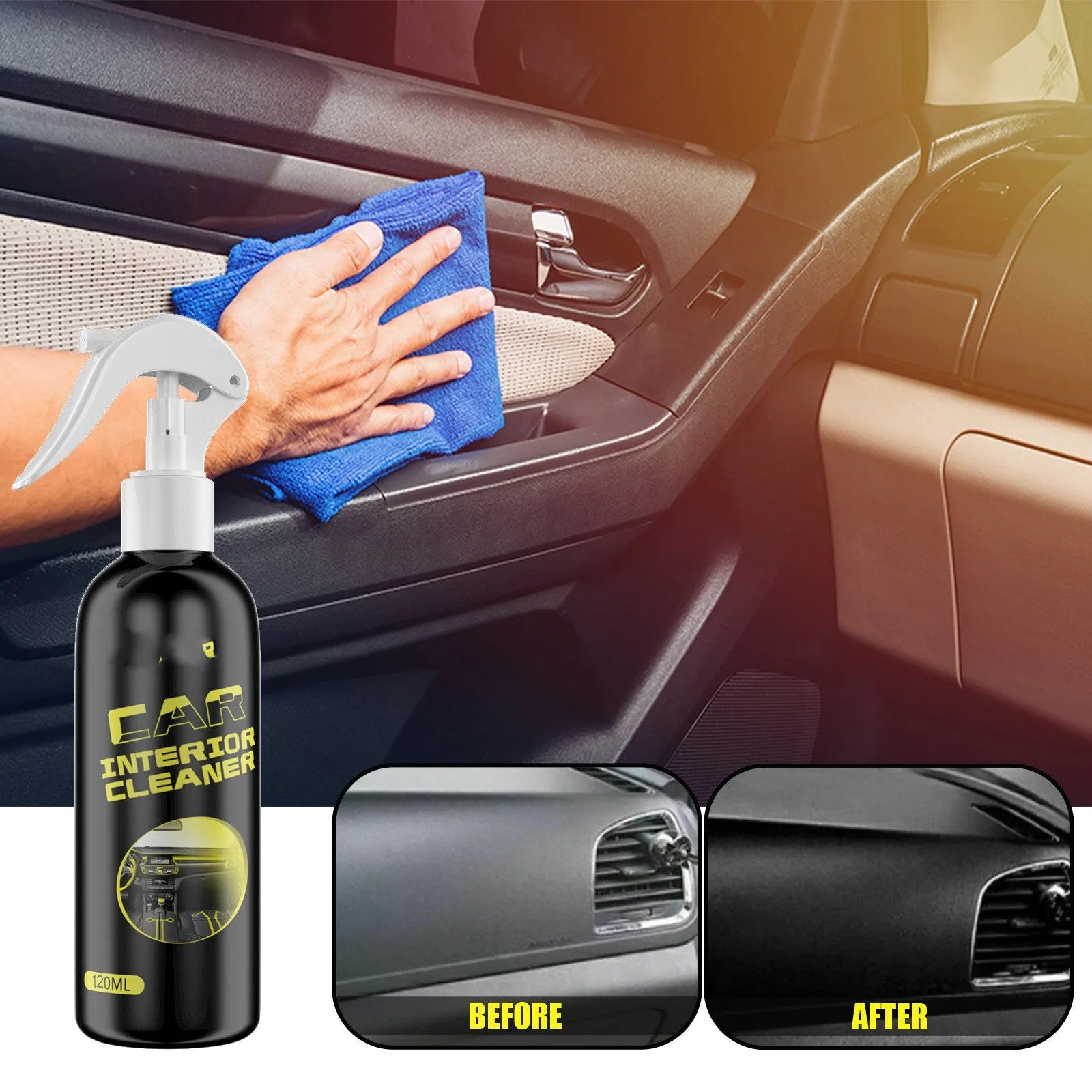 120ml car interior cleaner bottle for leather and plastic dashboard maintenance