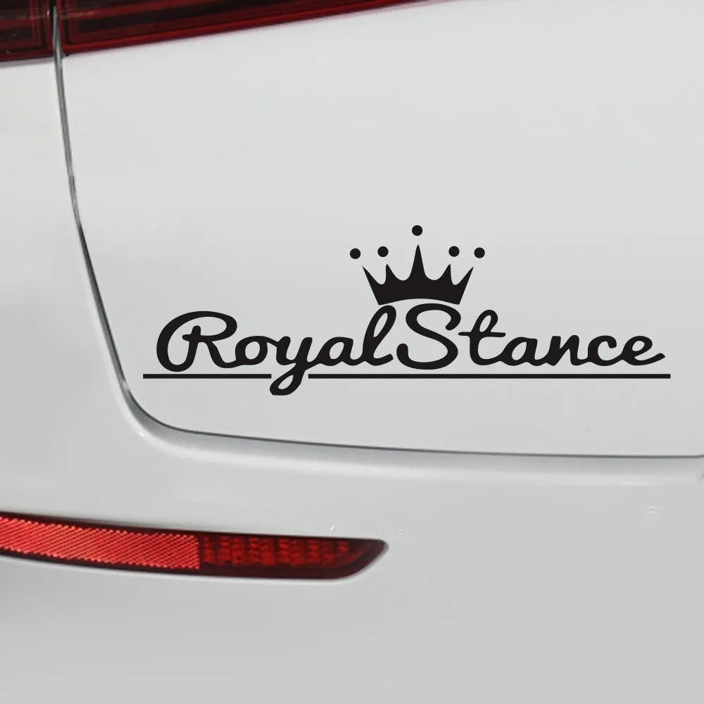 Reflective crown car sticker on vehicle surface measuring 30 by 12 centimetres
