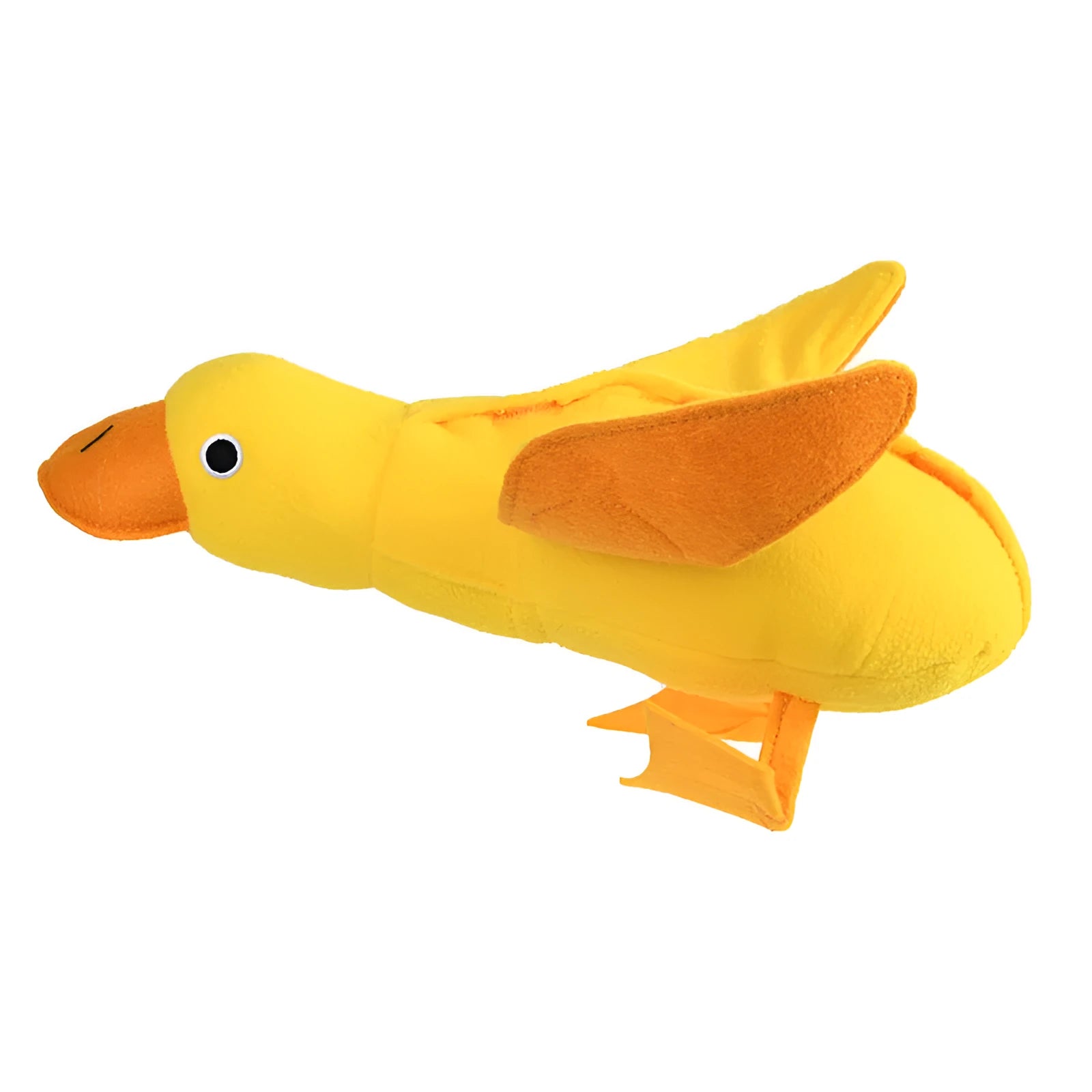 Yellow plush teddy dog toy with a duck squeaker and hidden treat pockets for training and chewing