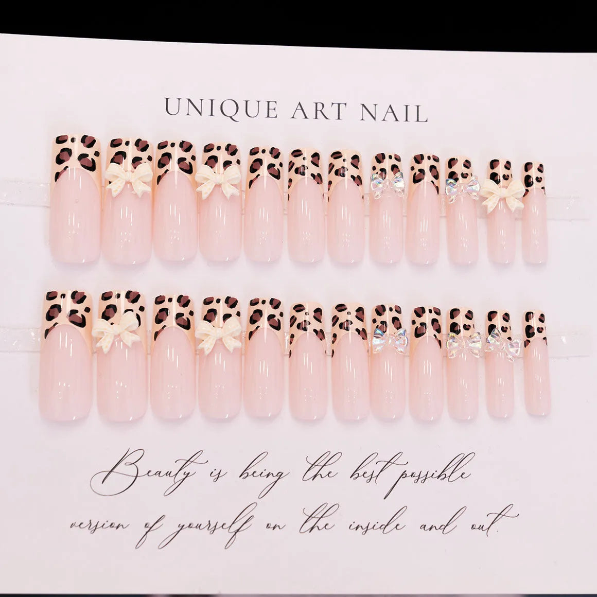 Leopard print butterfly design artificial fingernail set for DIY manicures