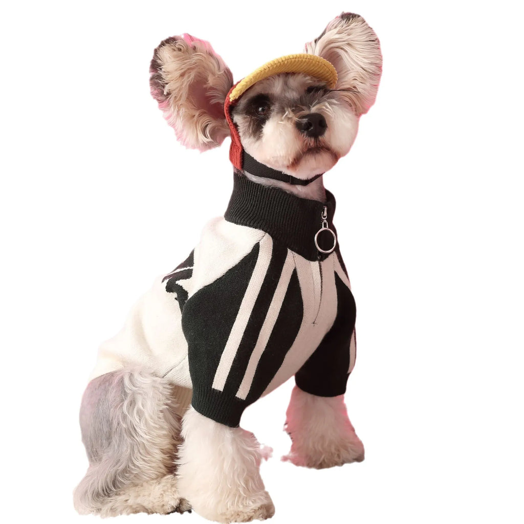 Red wool dog sports sweater cardigan for puppies in casual style