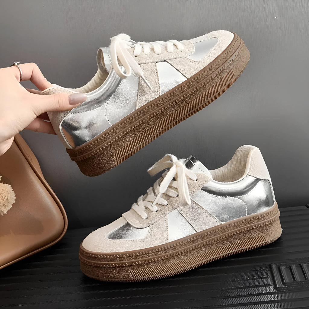 Retro round toe sports board shoes with cross shoulder straps in milky white