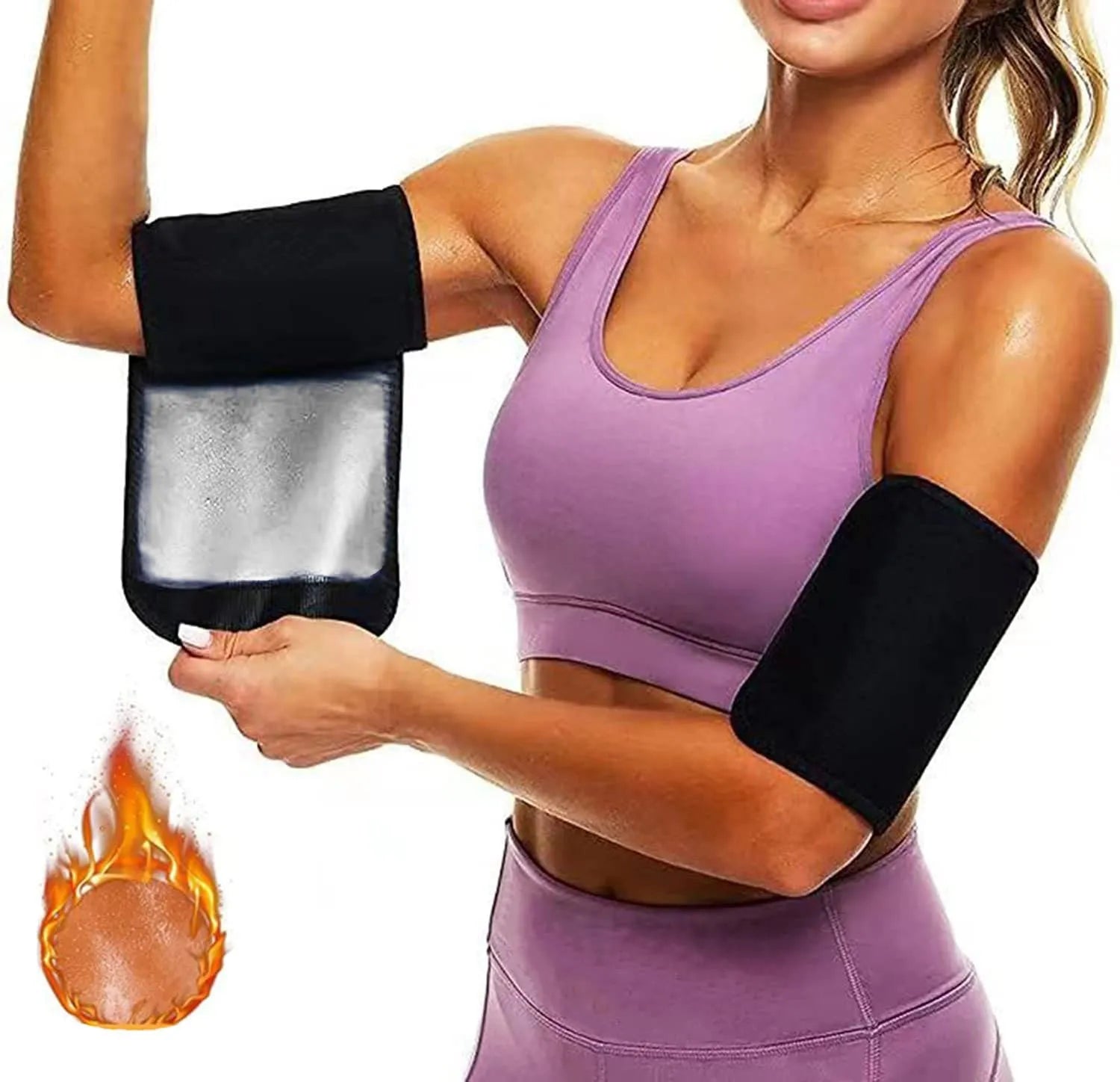 Sports arm sweatband in blue, silver, black and yellow, or black and red colour options