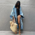 Printed loose cotton beach cover-up shirt for women in multiple DN0712 colour options.