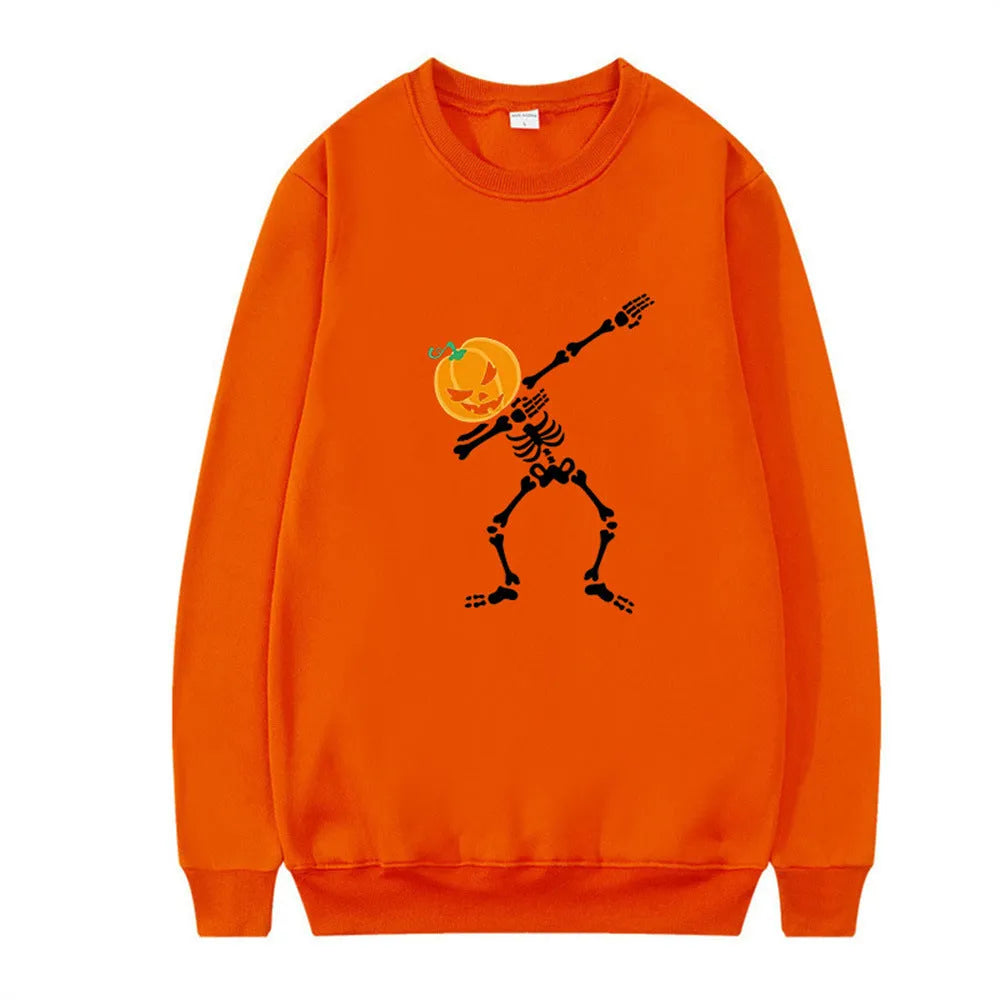 Women's printed cotton crew neck long sleeve top in multiple colours on a hanger.