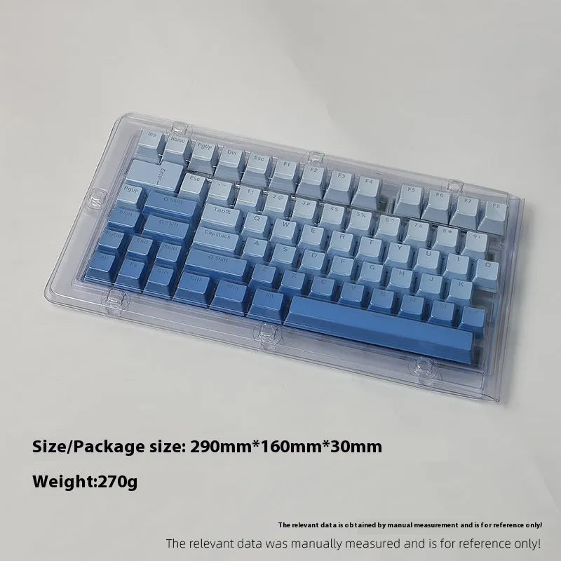 134-key PBT mechanical keyboard keycap set in sky blue gradient with positive engraving, OEM height, 290 x 160 x 30 mm