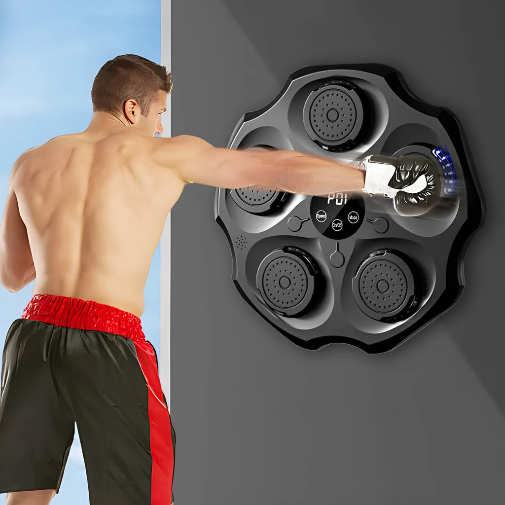 Black Bluetooth music boxing wall target hanging on wall with included boxing gloves