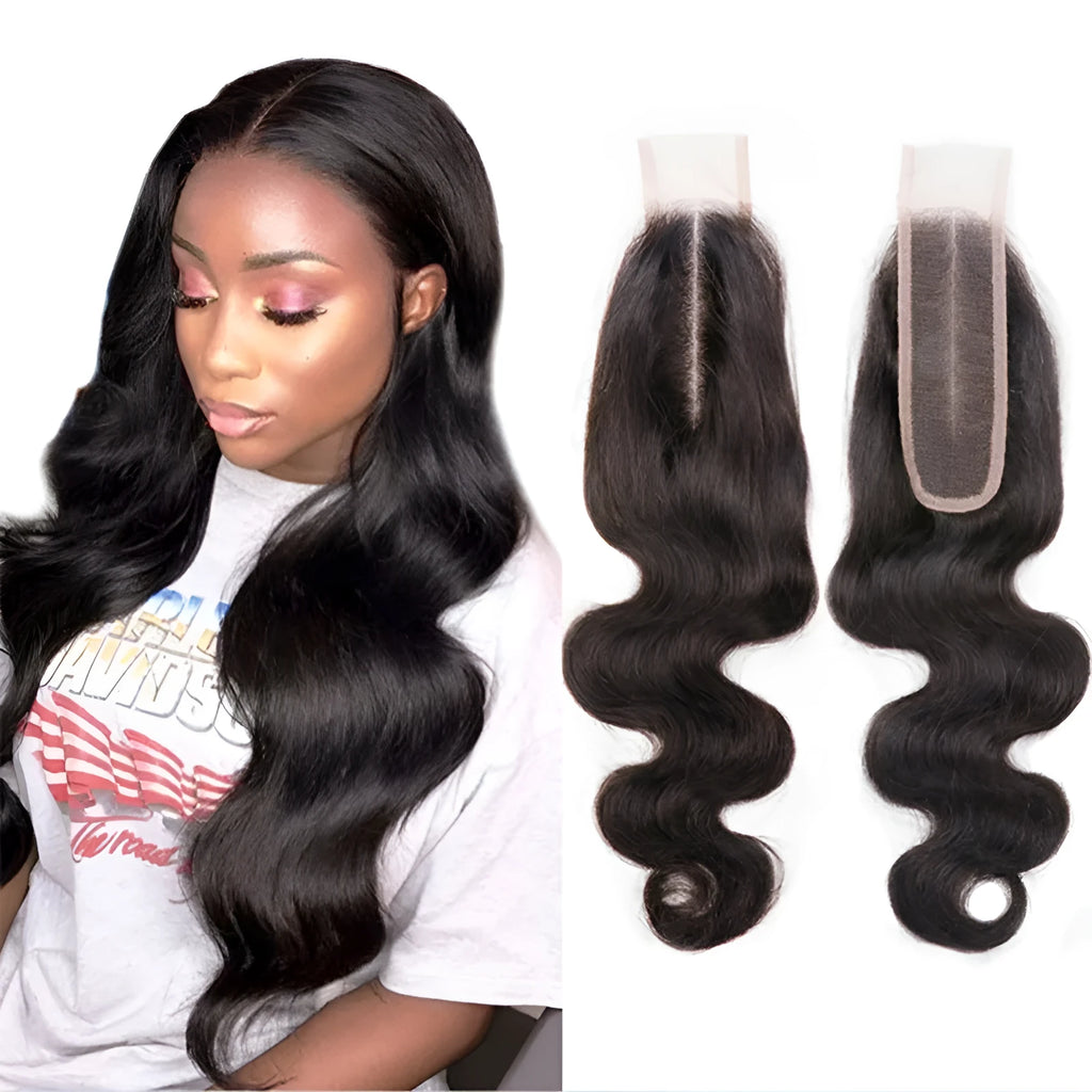 Straight natural colour human hair wig for women shown in long length.