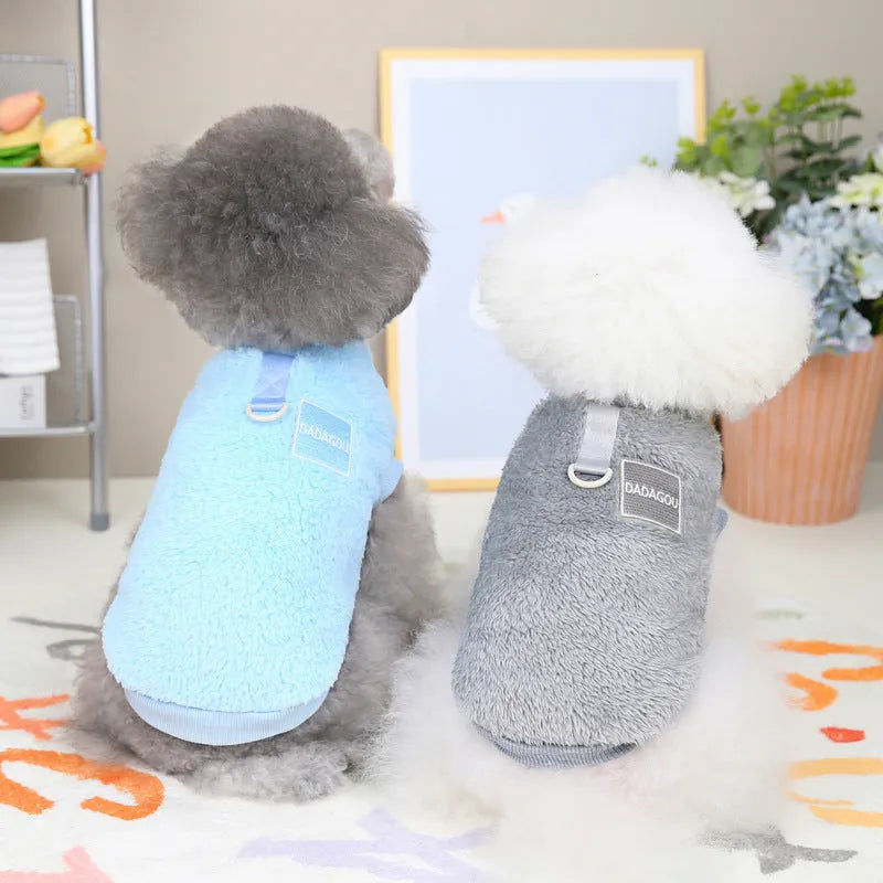 Coral fleece pet legs jacket available in multiple colours and sizes for dogs and cats
