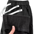 Pure linen Chinese style trousers with elastic waistband in straight leg cut available in multiple colours