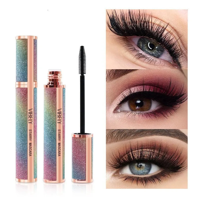 Black waterproof mascara with long thick curling effect for eye lash enhancement