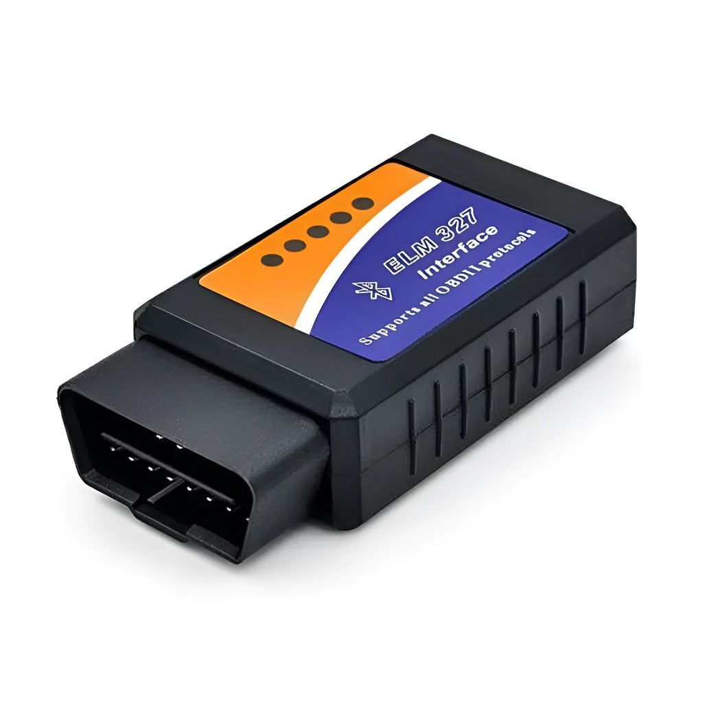 Blue OBD2 Bluetooth diagnostic scanner for reading engine codes and sensor data