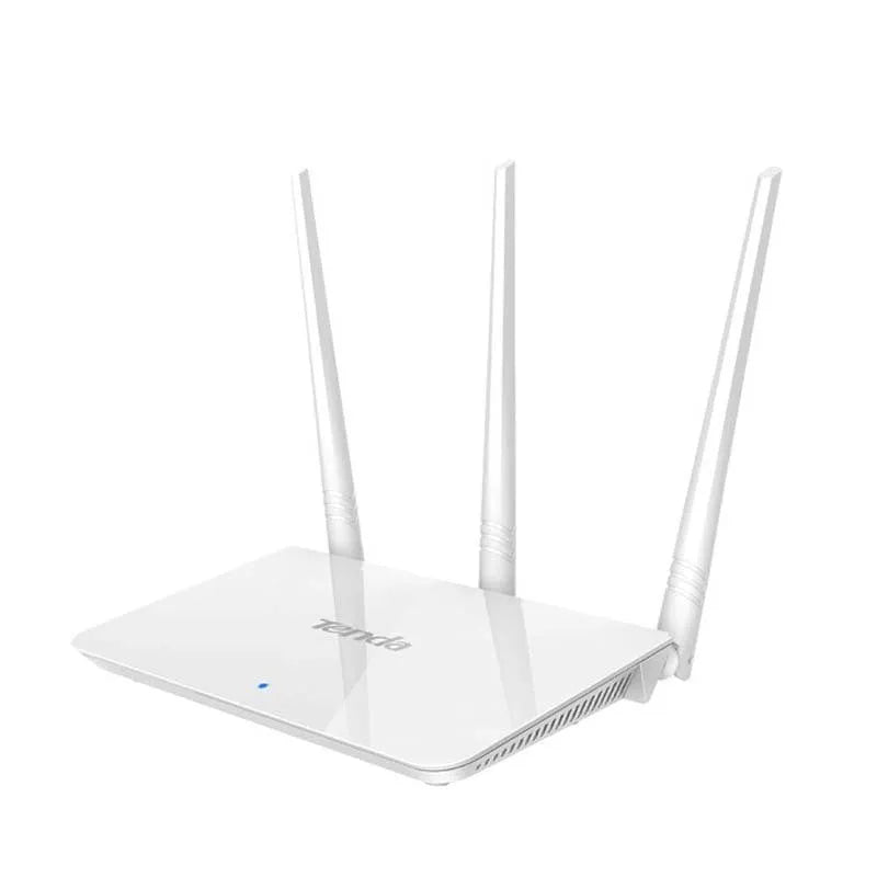 White wireless router with US style design for dual-band 2.4GHz and 5GHz broadband networking.