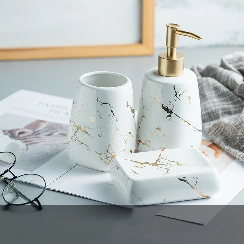 Ceramic bathroom wash set with high-temperature fired porcelain construction in light luxury style