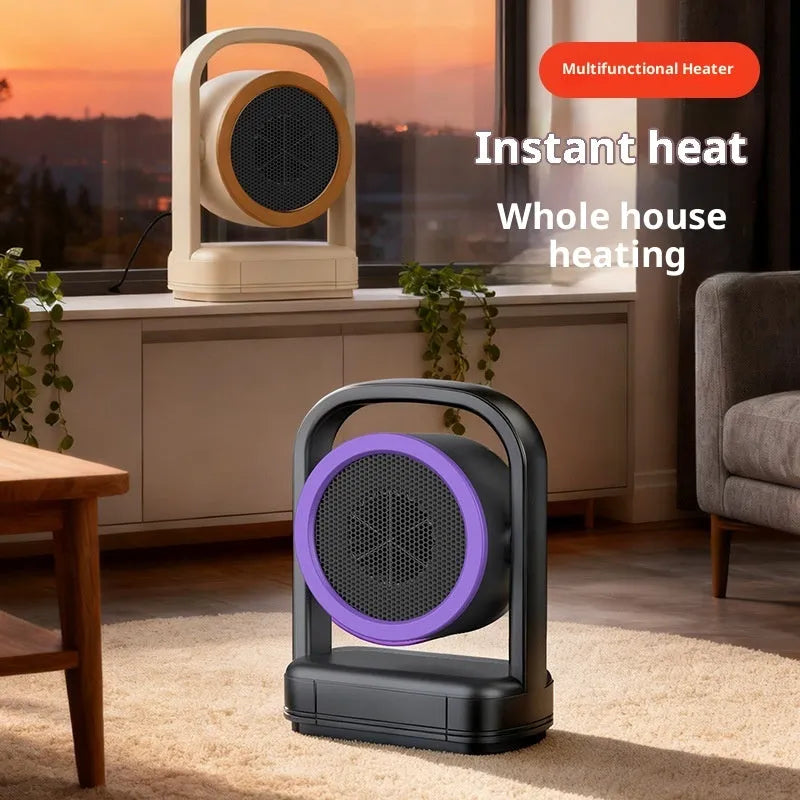 Beige or dark gray desk heater, 215mm x 126mm x 300mm, 500W heating wire, shaking head air supply