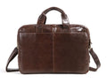 Brown men's business briefcase made from first layer cowhide leather measuring 18 inches