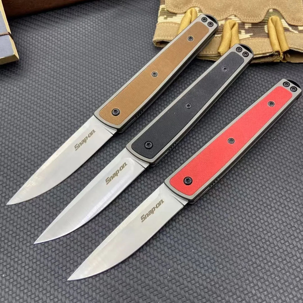 Handmade folding fruit knife in black, red, or coffee colour with a stainless steel blade.