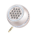 Universal external amplifier speaker in engineering plastic box, shown in black, local gold, and rose gold colour options.