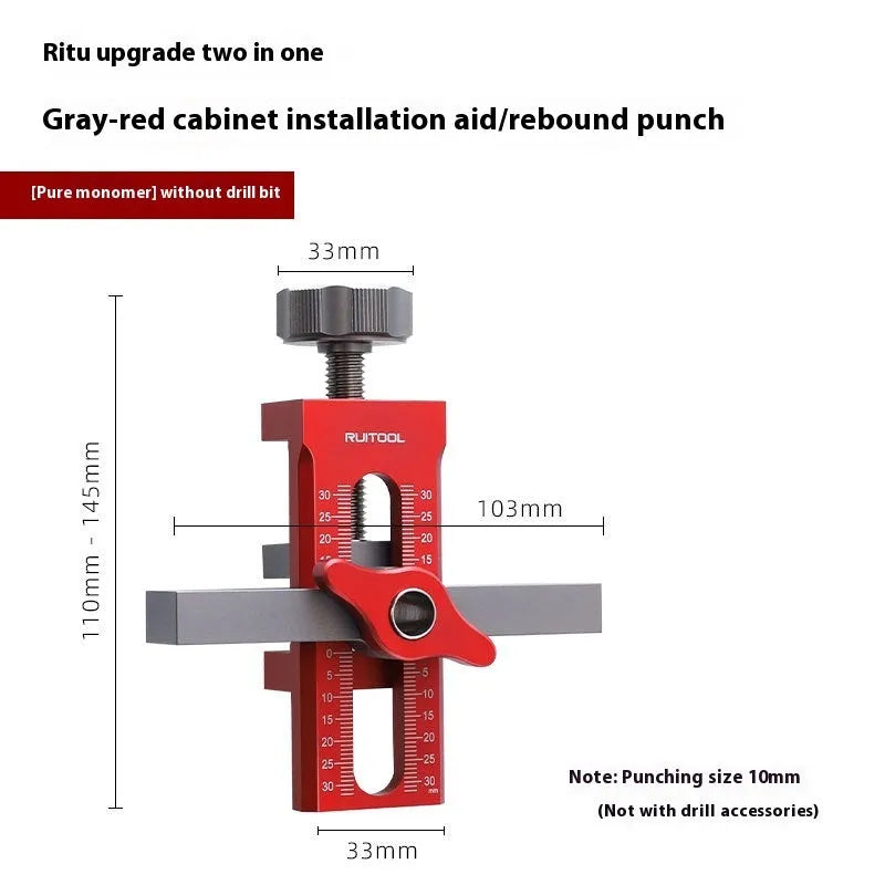 Aluminium alloy cabinet door installation aid tool for woodworking hinge fitting