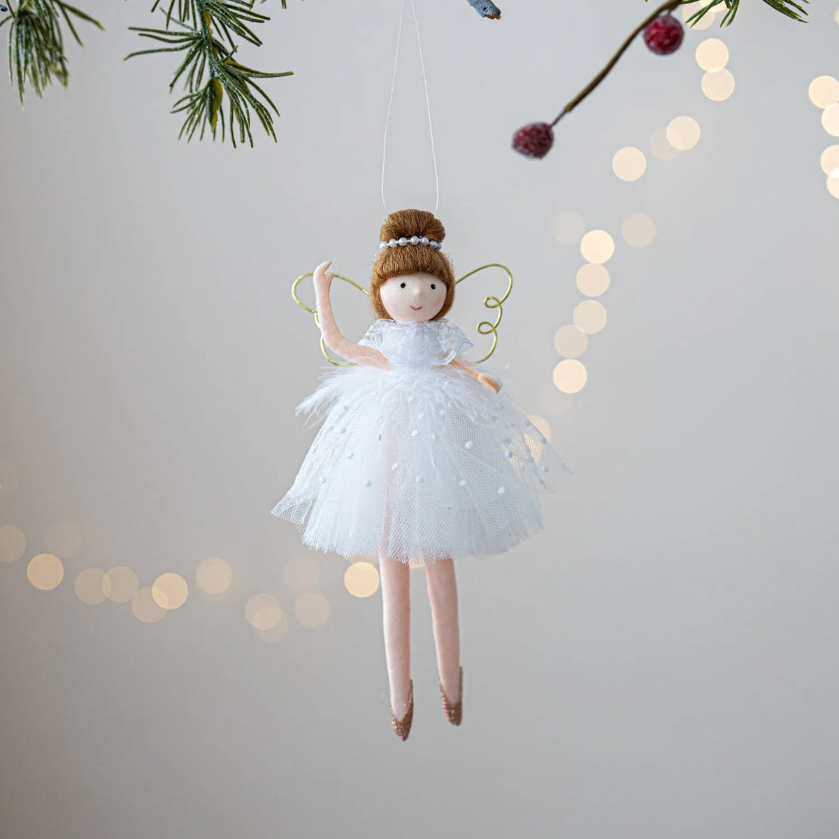 Pink or white cloth ballet girl angel plush doll with hanging loop, modern simplicity design