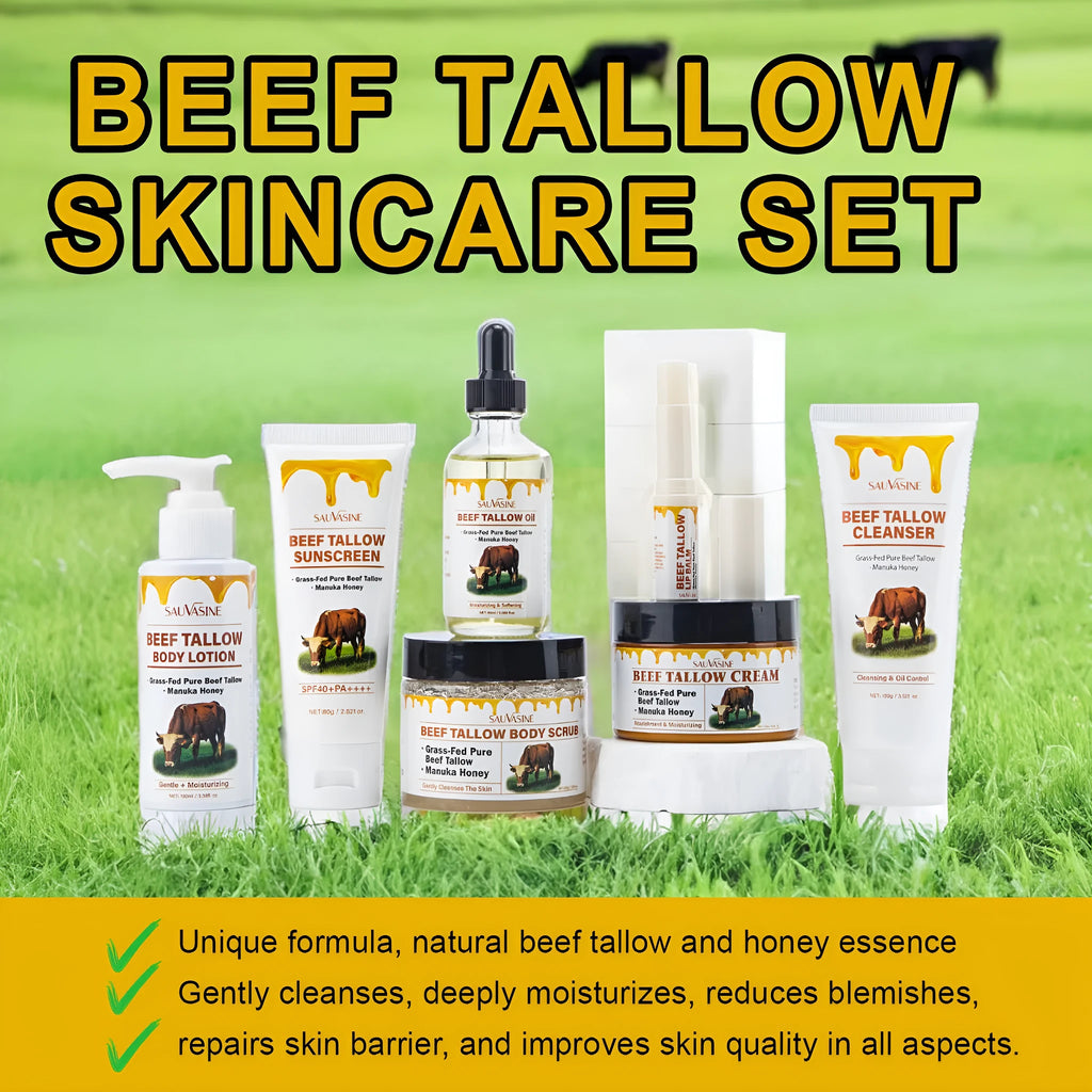Butter Honey seven-piece skincare set with six product types including facial cleanser, cream and scrub