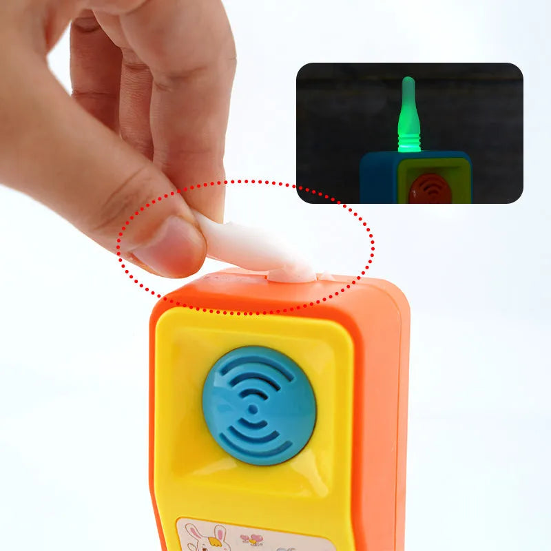 Educational toy with cartoon animal design featuring sound and light functions for children 3 years and older