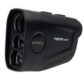 Rechargeable golf laser rangefinder with slope compensation and flag lock function showing LCD display
