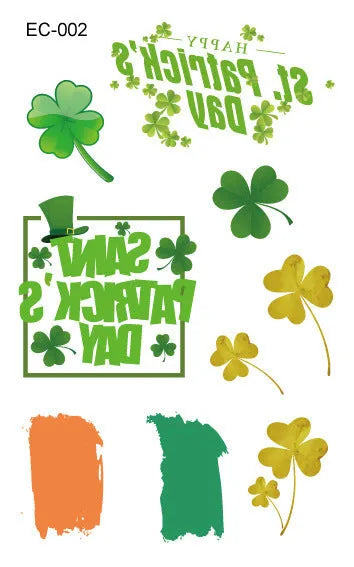 Temporary tattoo sticker paper featuring a St. Patrick's Day clover design, size 120x75mm.