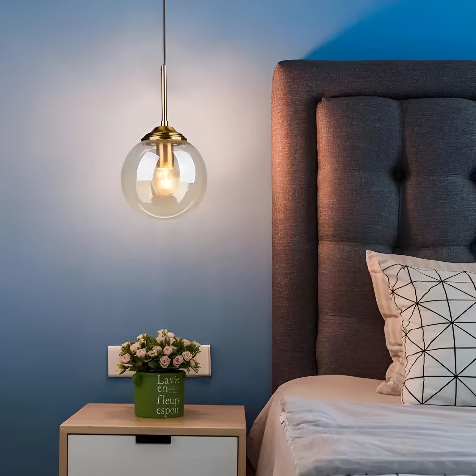 Modern round glass ball chandelier with Nordic style design for ceiling installation
