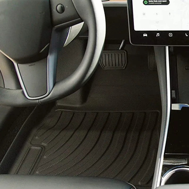 Rubber floor mats for Tesla Model 3, Y, X and S cars with TPE driver footrest