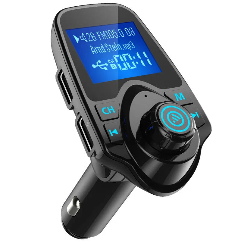 Black G7 Bluetooth car hands-free device with FM transmitter, USB port, and memory card slot