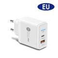 PD48W fast travel charger with UK three-pin plug and white casing