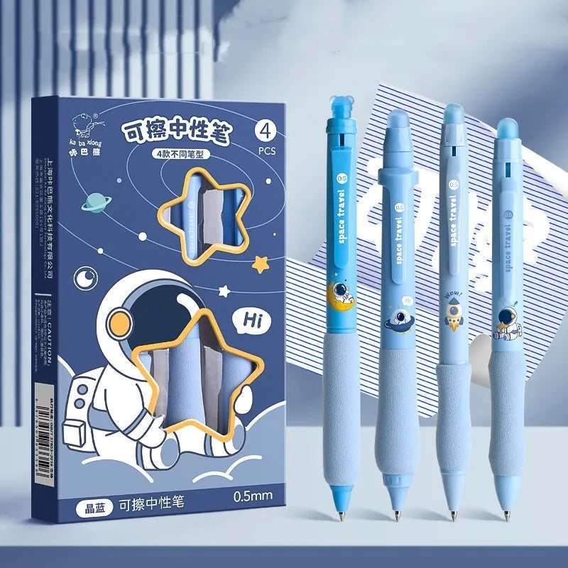 Erasable cartoon press gel pen with 0.5mm tip in panda design with black ink