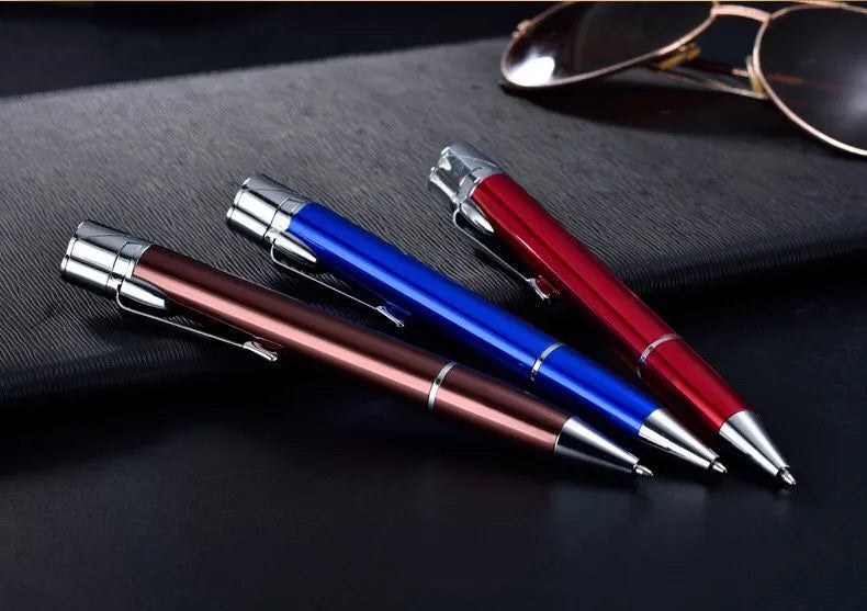 Metal refillable jet lighter pen with keychain in various colours