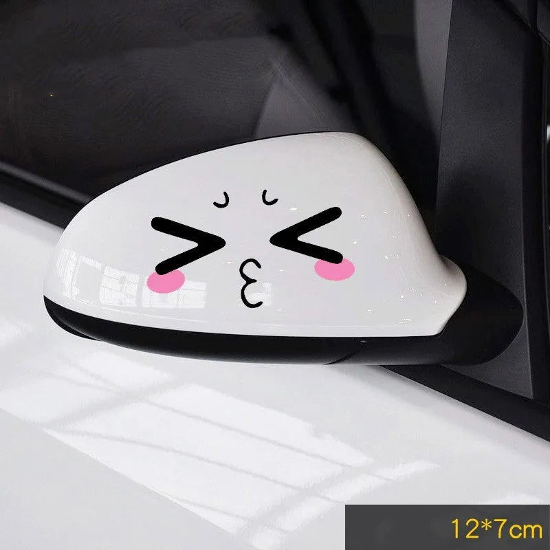 Reflective cartoon eye car stickers for rearview mirror decoration on electric vehicles
