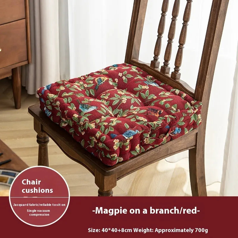 American style dining chair cushion with botanical print measuring 40x40x8cm