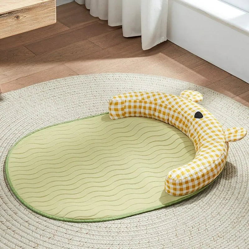 Four seasons pet cooling mat bed for dogs and cats in green or yellow with four size options
