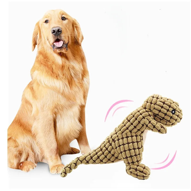 Durable dog toy with sound measuring 35cm long for biting resistance and boredom relief