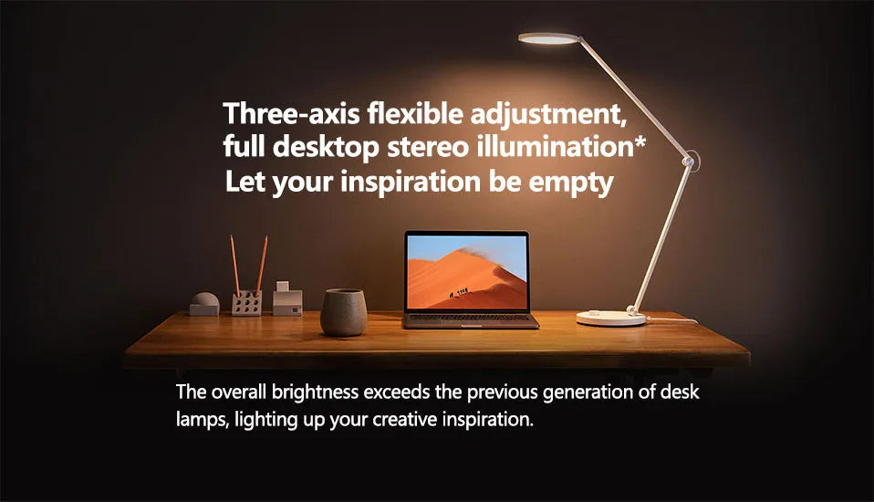 ProLED folding desk lamp with adjustable colour temperature and smart connectivity on a wooden desk.