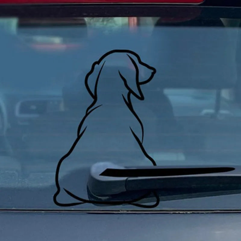 Cartoon dog rear window wiper sticker for car decoration in black and white options