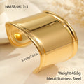 Gold-plated stainless steel wide bracelet with wave geometric design and a niche opening.